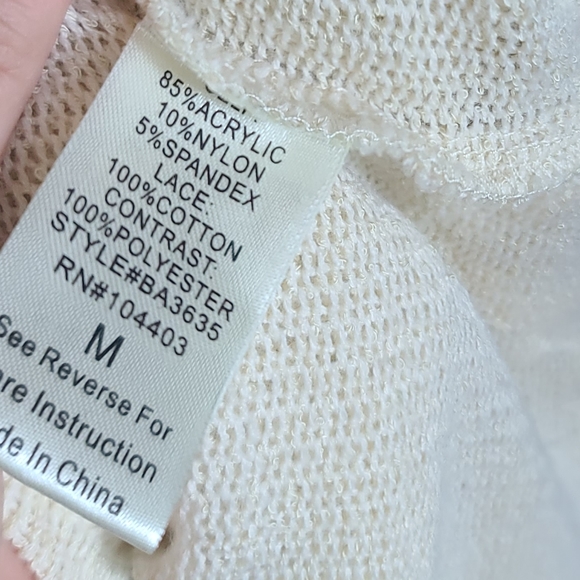 Blue Pepper Ivory Knit Sleeveless Tank Top with Lace Trim - Picture 7 of 7